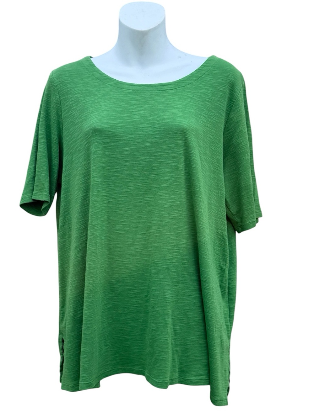 J.Jill green slub-knit short-sleeve tee
